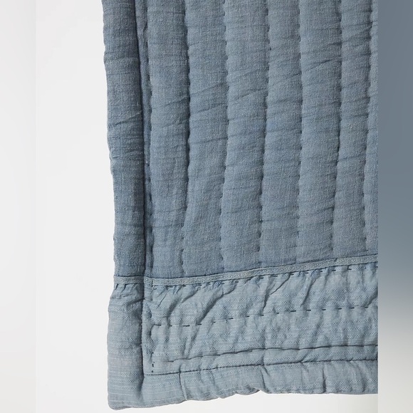 New Anthropologie Ellery Pieced California King Size Quilt Dark Blue - Picture 5 of 17